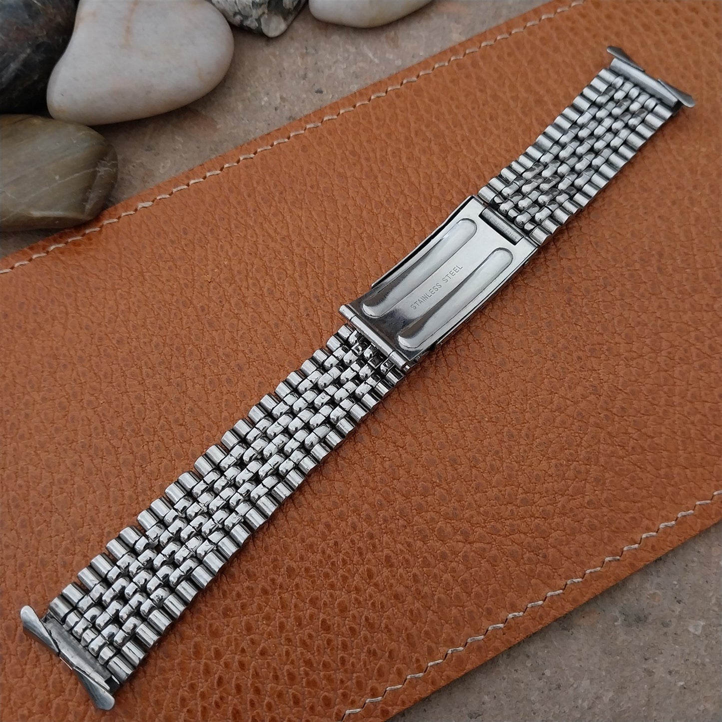 Vintage 18mm Stainless Steel Beads of Rice nos Classic 1960s Watch Band