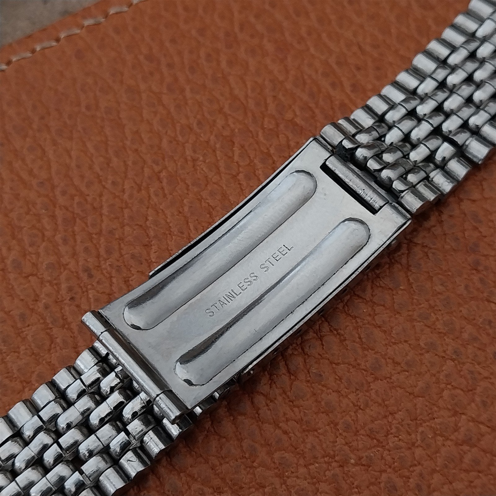 Vintage 18mm Stainless Steel Beads of Rice nos Classic 1960s Watch Band