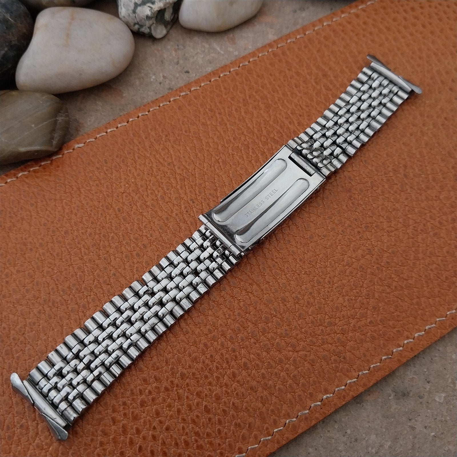Vintage 18mm Stainless Steel Beads of Rice nos Classic 1960s Watch Band