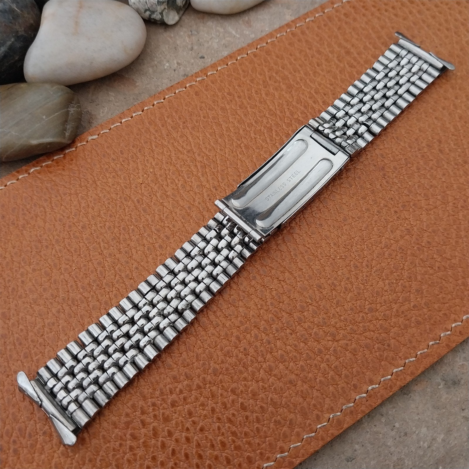Vintage 18mm Stainless Steel Beads of Rice nos Classic 1960s Watch Band
