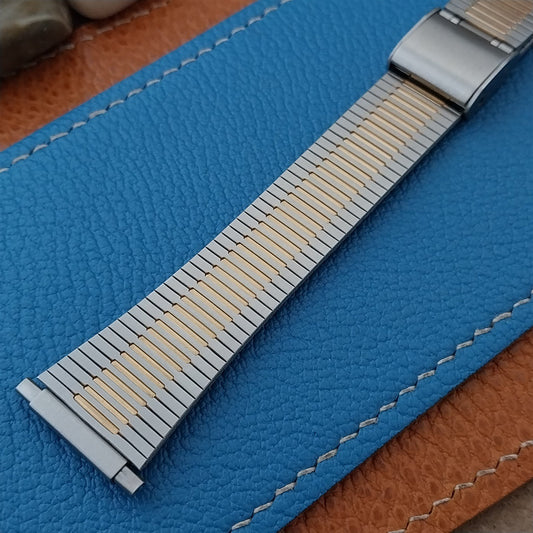 Stainless & Gold Tone 2pc LED LCD 16mm 18mm 20mm Unused 1970s Vintage Watch Band
