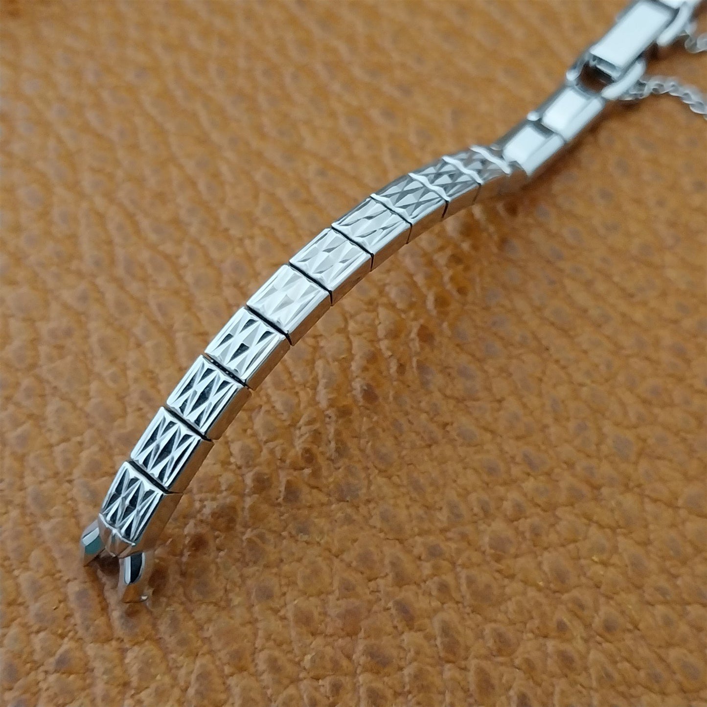 Vintage 60s Ladies White Gold-Fill Speidel Harlequin Unused Cocktail Watch Band