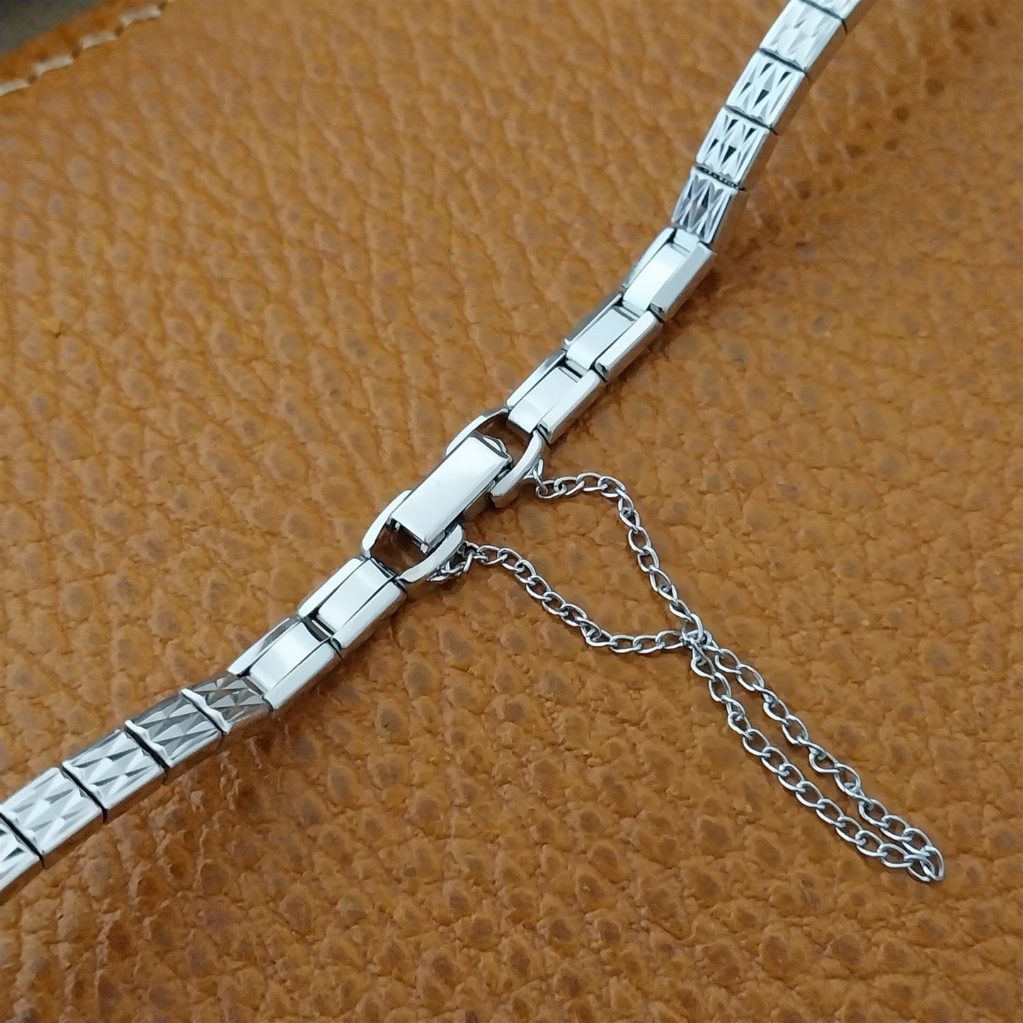 Vintage 60s Ladies White Gold-Fill Speidel Harlequin Unused Cocktail Watch Band