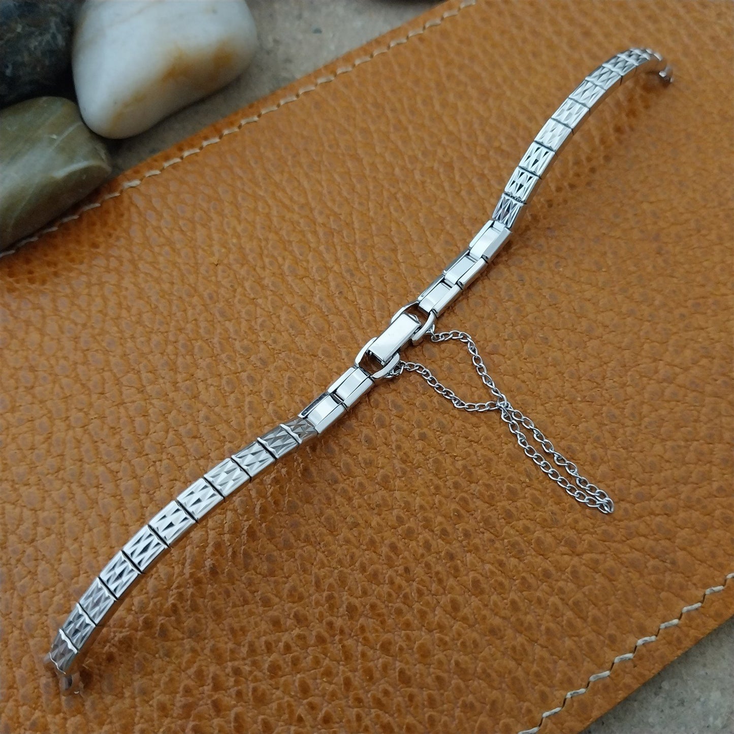 Vintage 60s Ladies White Gold-Fill Speidel Harlequin Unused Cocktail Watch Band