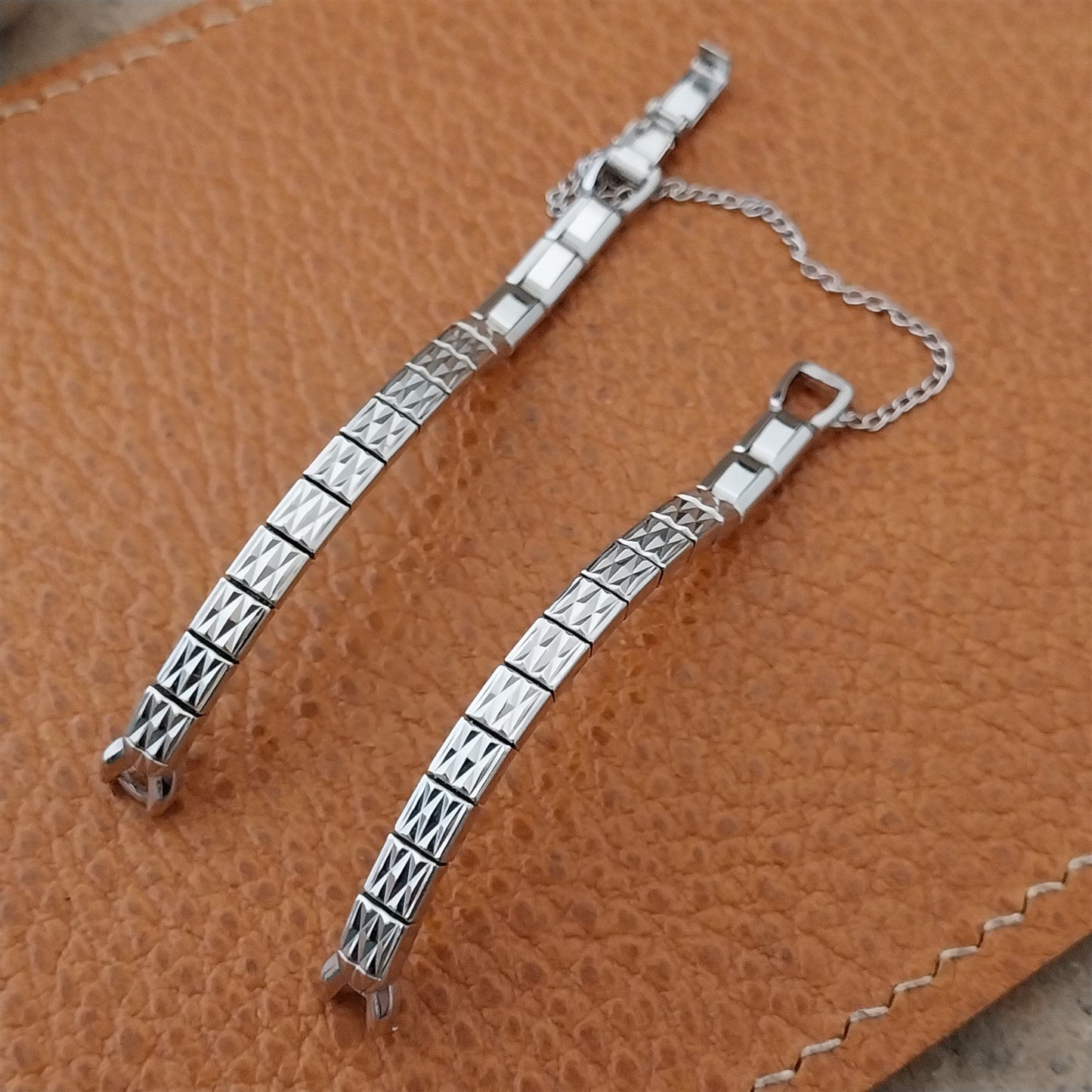 Vintage 60s Ladies White Gold-Fill Speidel Harlequin Unused Cocktail Watch Band