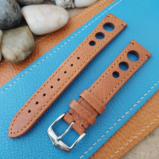 18mm Hirsch Rally Gold-Brown Buffalo Leather Unused Tapered 18/16 Watch Band