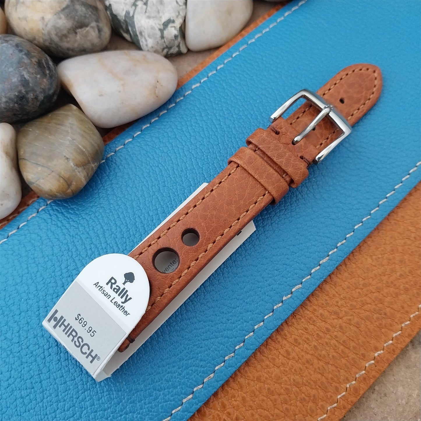 18mm Hirsch Rally Gold-Brown Buffalo Leather Unused Tapered 18/16 Watch Band