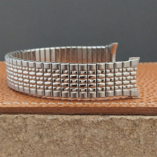 Vintage 19mm 18mm 1968 Long Stainless Steel Rice Beads Speidel Unused Watch Band