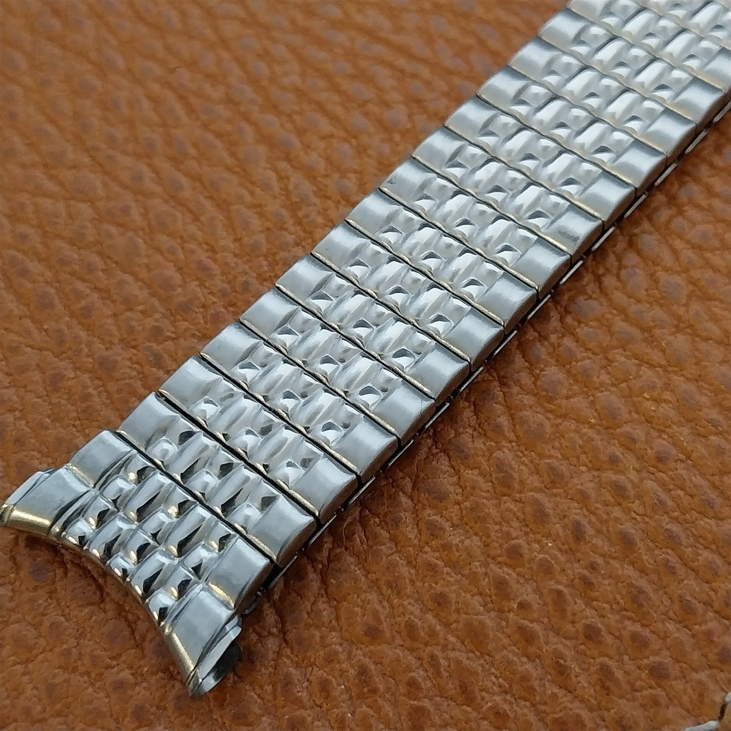 Vintage 19mm 18mm 1968 Long Stainless Steel Rice Beads Speidel Unused Watch Band