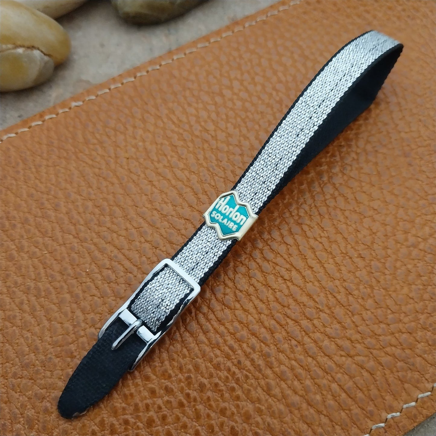 Vintage 8mm Silver Metallic Horlon Solaire Ladies Single Pass Watch Strap