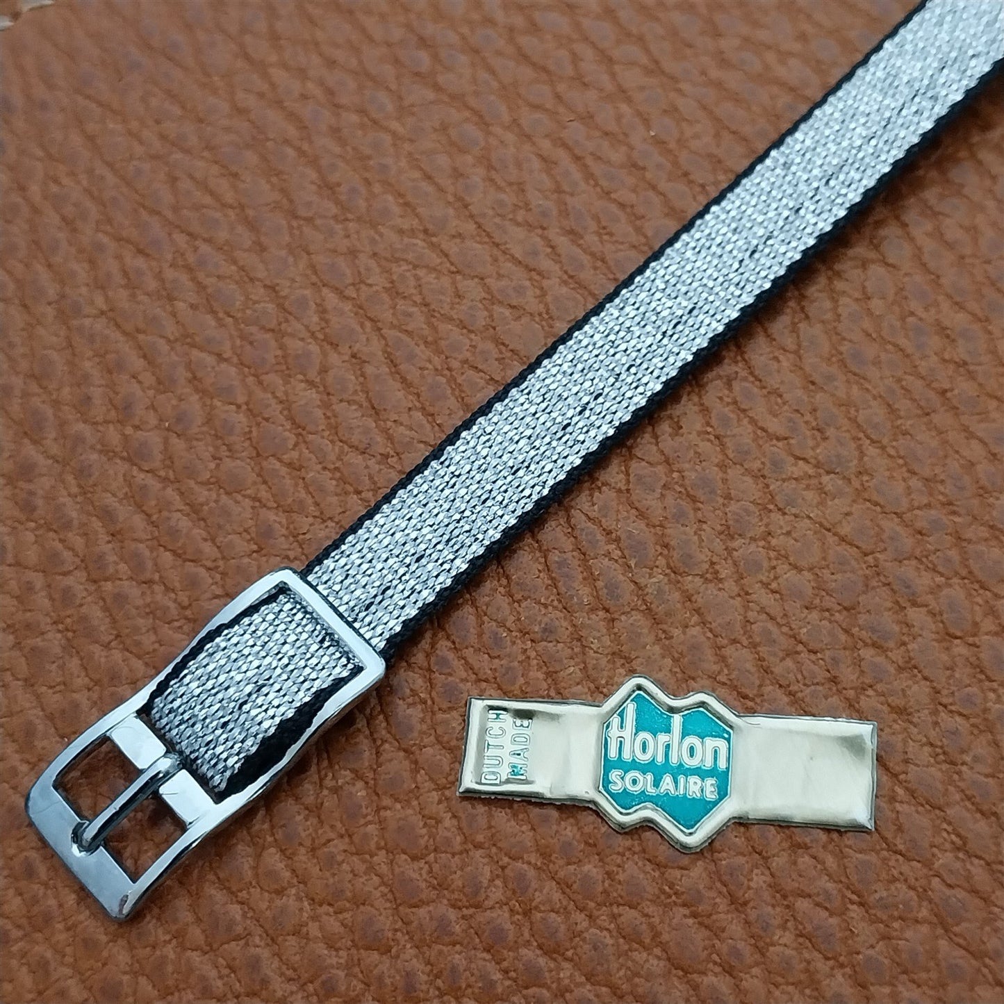Vintage 8mm Silver Metallic Horlon Solaire Ladies Single Pass Watch Strap