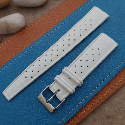 Vintage 19mm Skindiver White Tropical Classic Tapered 1960s Unused Watch Strap