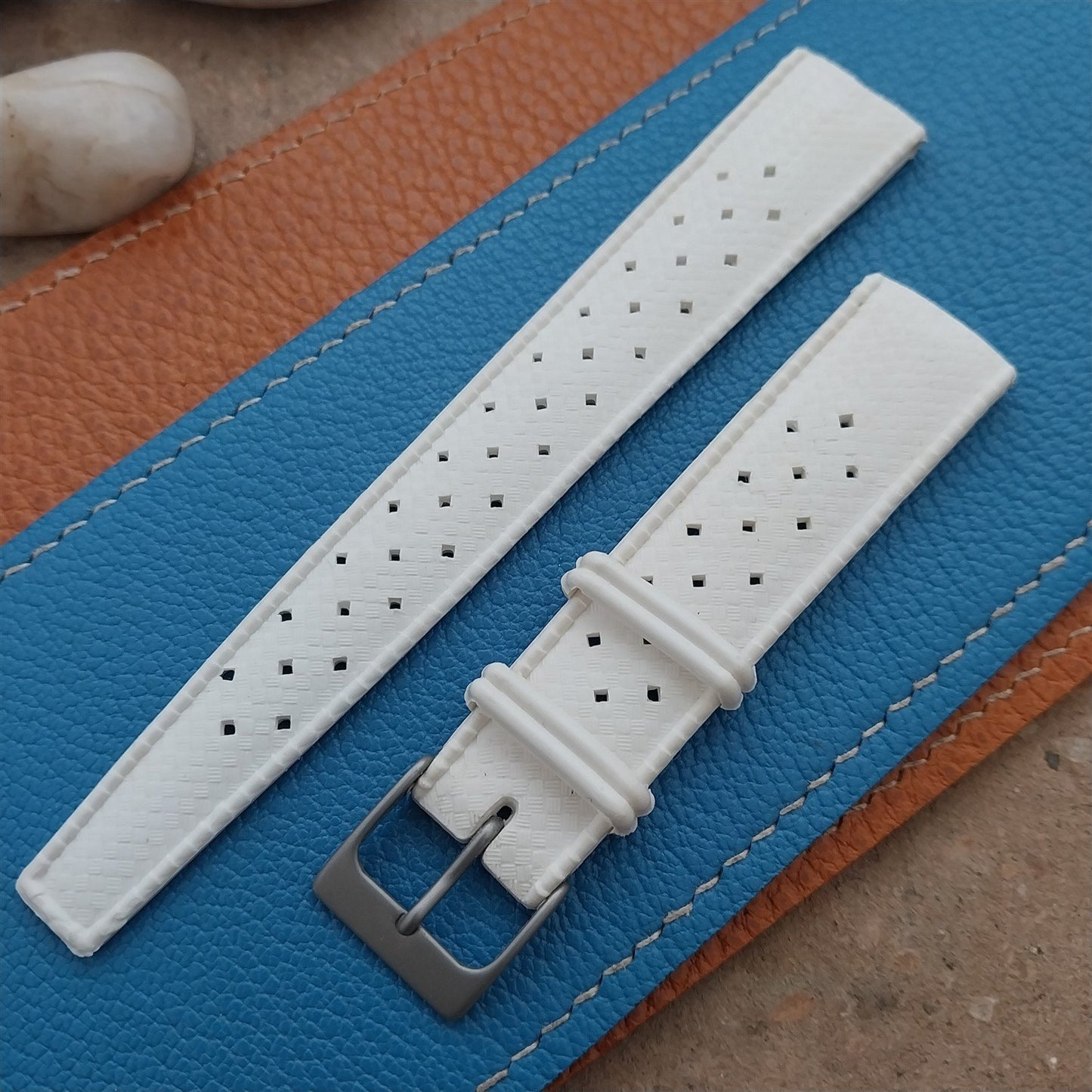 Vintage 19mm Tapered Skindiver White Tropical Classic 1960s Unused Watch Strap