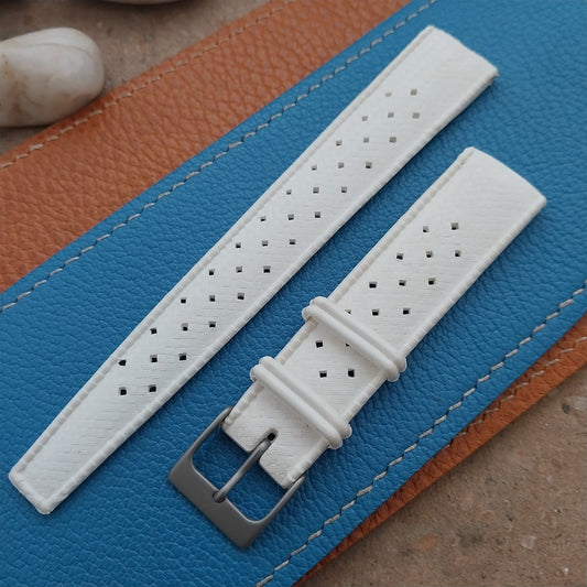 Vintage 19mm Tapered Skindiver White Tropical Classic 1960s Unused Watch Strap