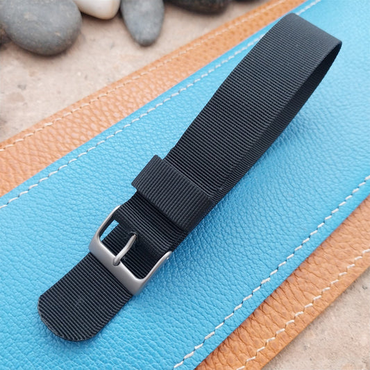 Vintage 18mm Stiff Black Nylon Single Pass Classic 1960s Unused Watch Band