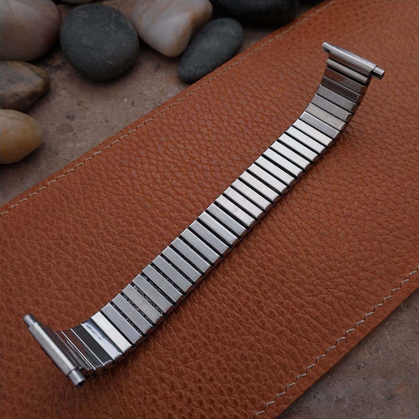 Vintage 16mm 18mm 20mm Stainless Steel & Black Classic Stretch Unused Watch Band