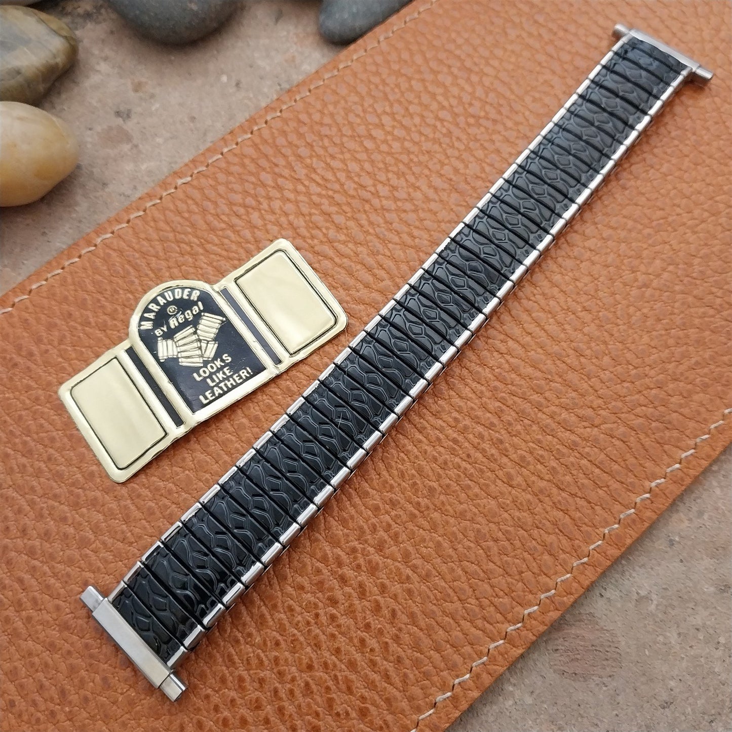 Vintage 16mm 18mm 20mm Stainless Steel & Black Classic Stretch Unused Watch Band