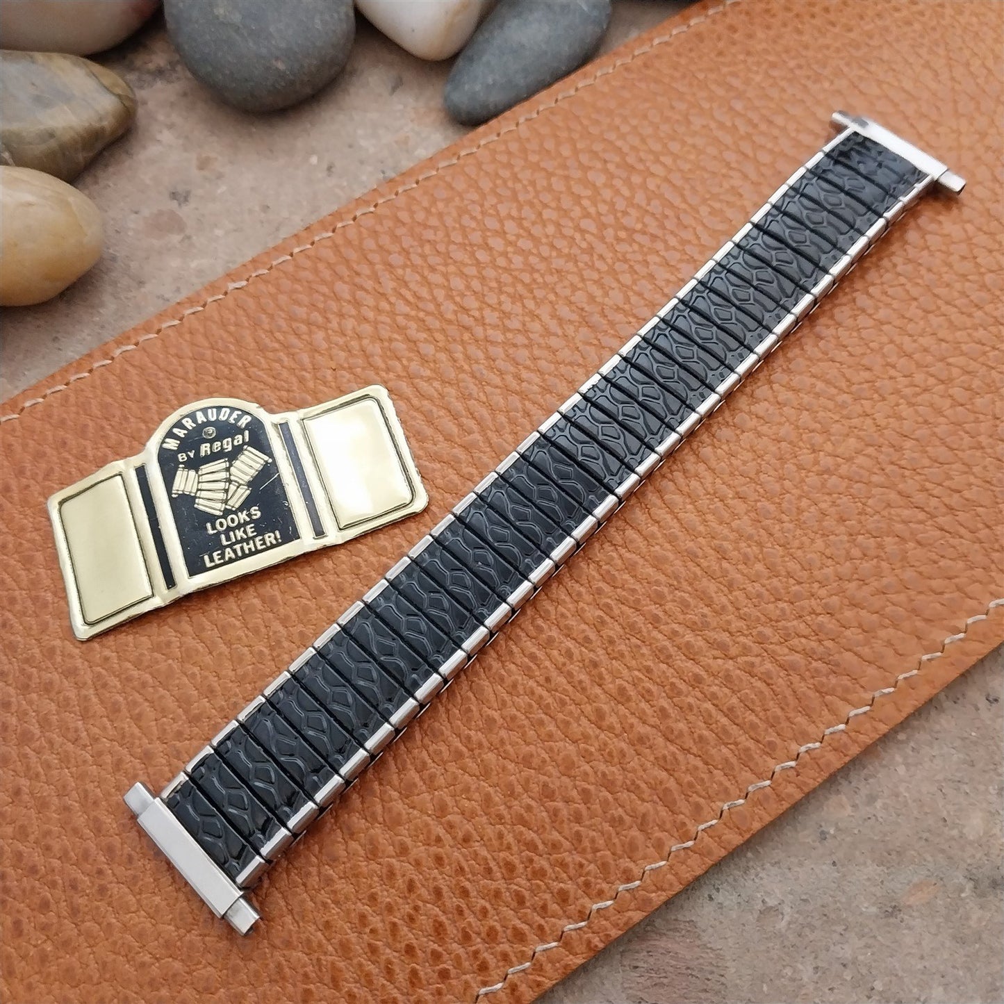 Vintage 16mm 18mm 20mm Stainless Steel & Black Classic Stretch Unused Watch Band