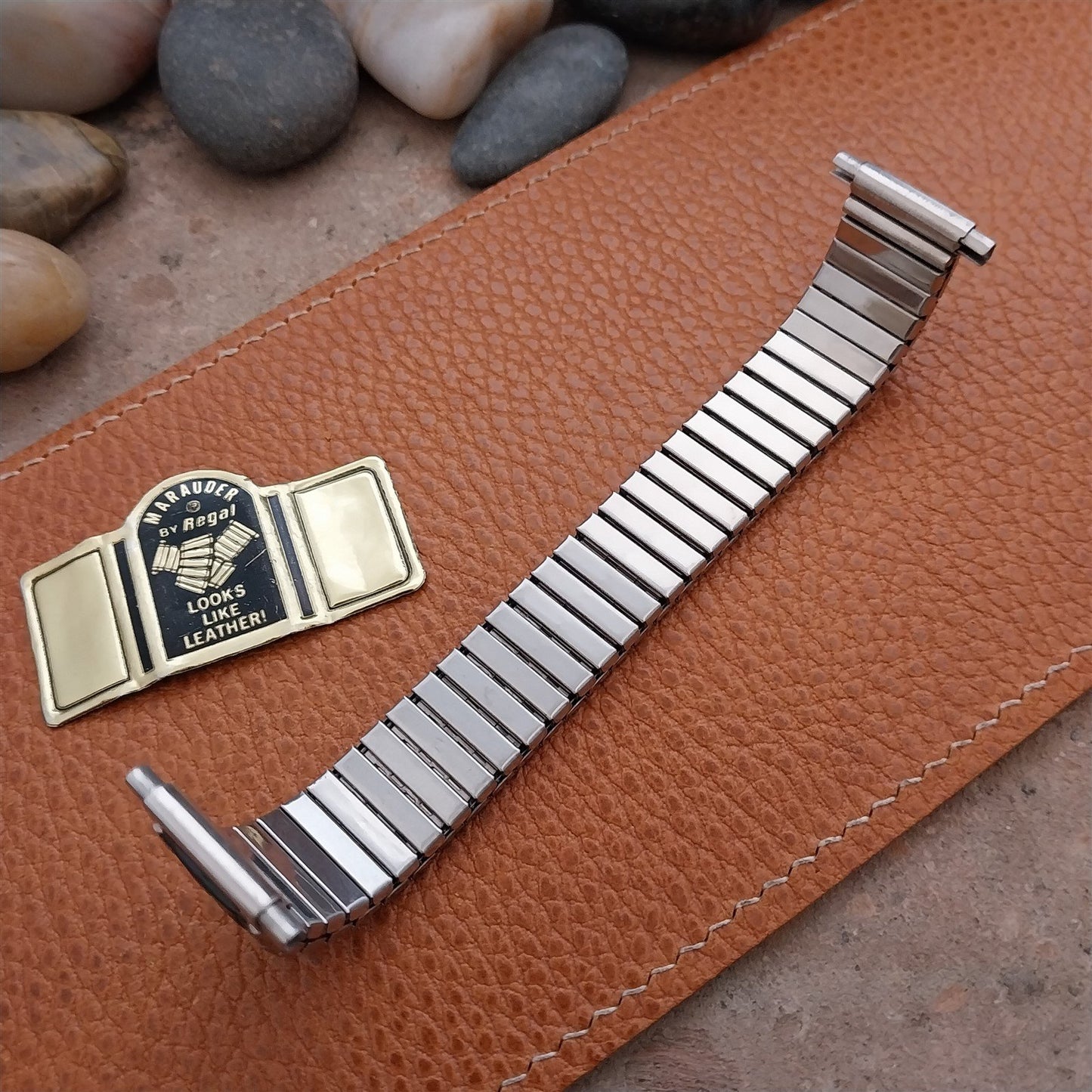 Vintage 16mm 18mm 20mm Stainless Steel & Black Classic Stretch Unused Watch Band