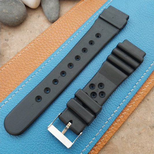 Vintage 22mm Flared Black Synthetic Diver Watch Strap