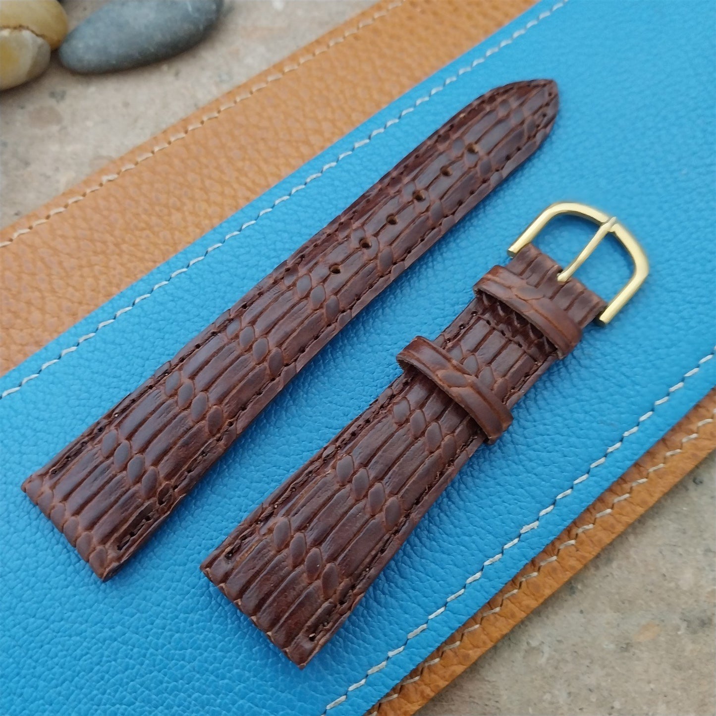 20mm Hadley Roma Tapered Brown Basketweave Textured Leather Unused Watch Strap