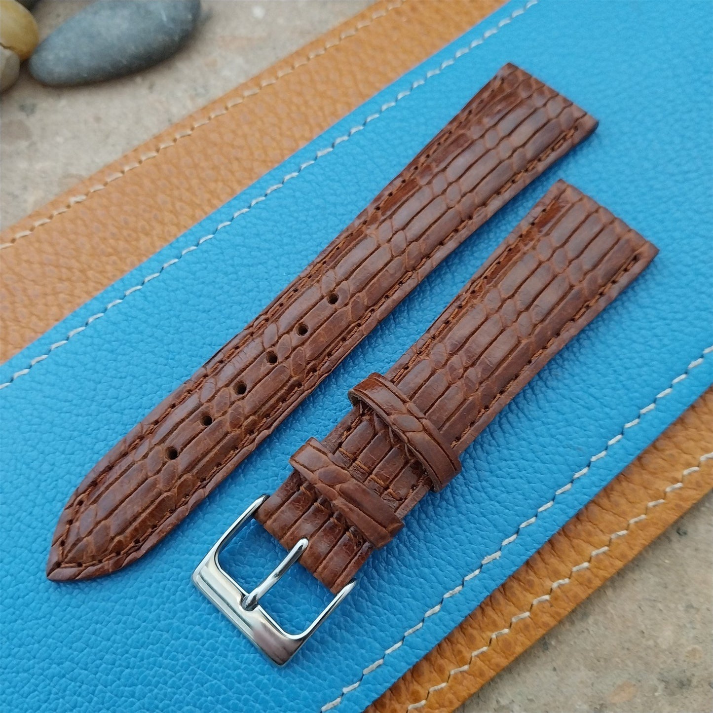 20mm Hadley Roma Brown Basketweave Textured Leather Unused Tapered Watch Strap