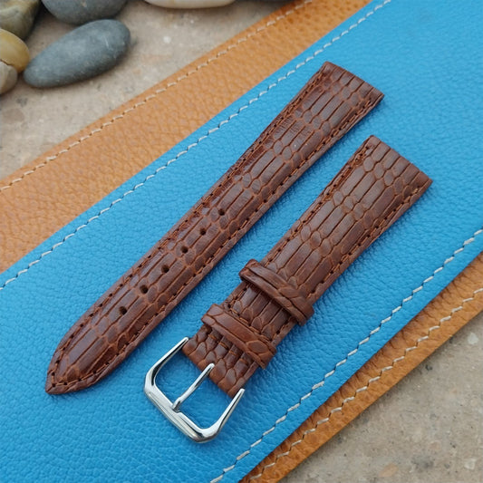 20mm Hadley Roma Brown Basketweave Textured Leather Unused Tapered Watch Strap