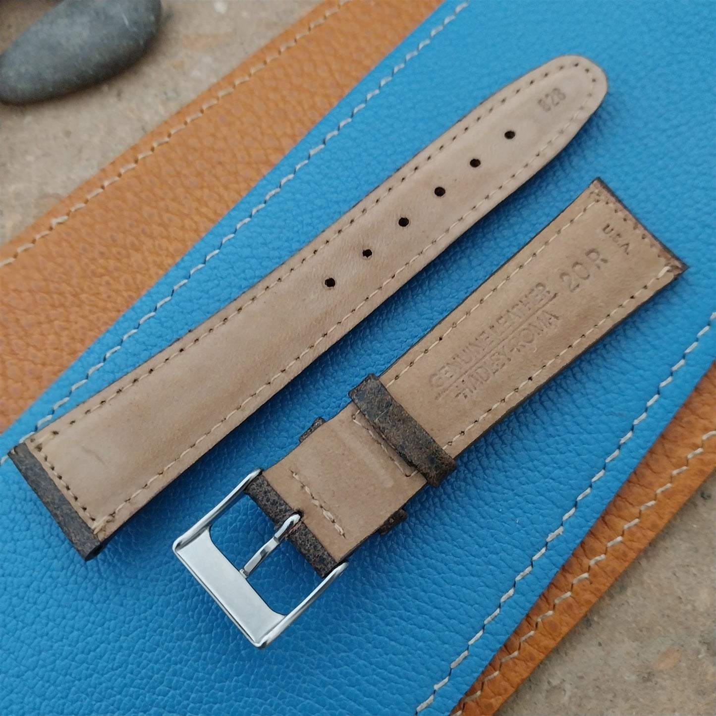 20mm Hadley Roma Rustic Brown Leather Unused Tapered 20/16 Watch Strap