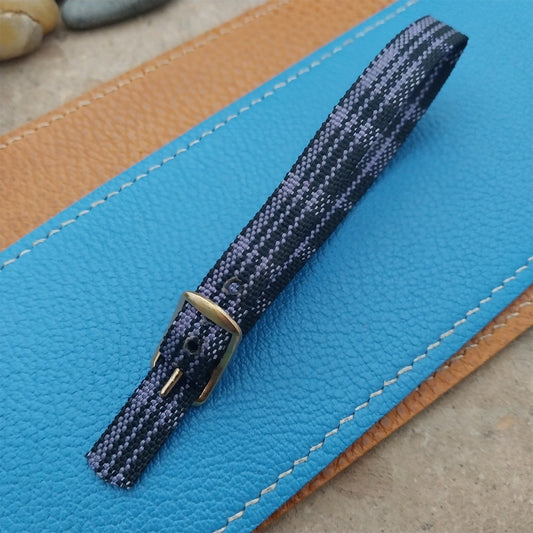 Vintage 10mm Ladies Madras Plaid Purple & Black 1960s Single Pass Watch Strap