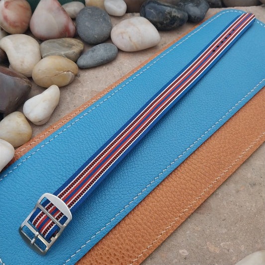 Vintage 18mm Striped Perlon Unused Classic Single Pass 1960s Unused Watch Band