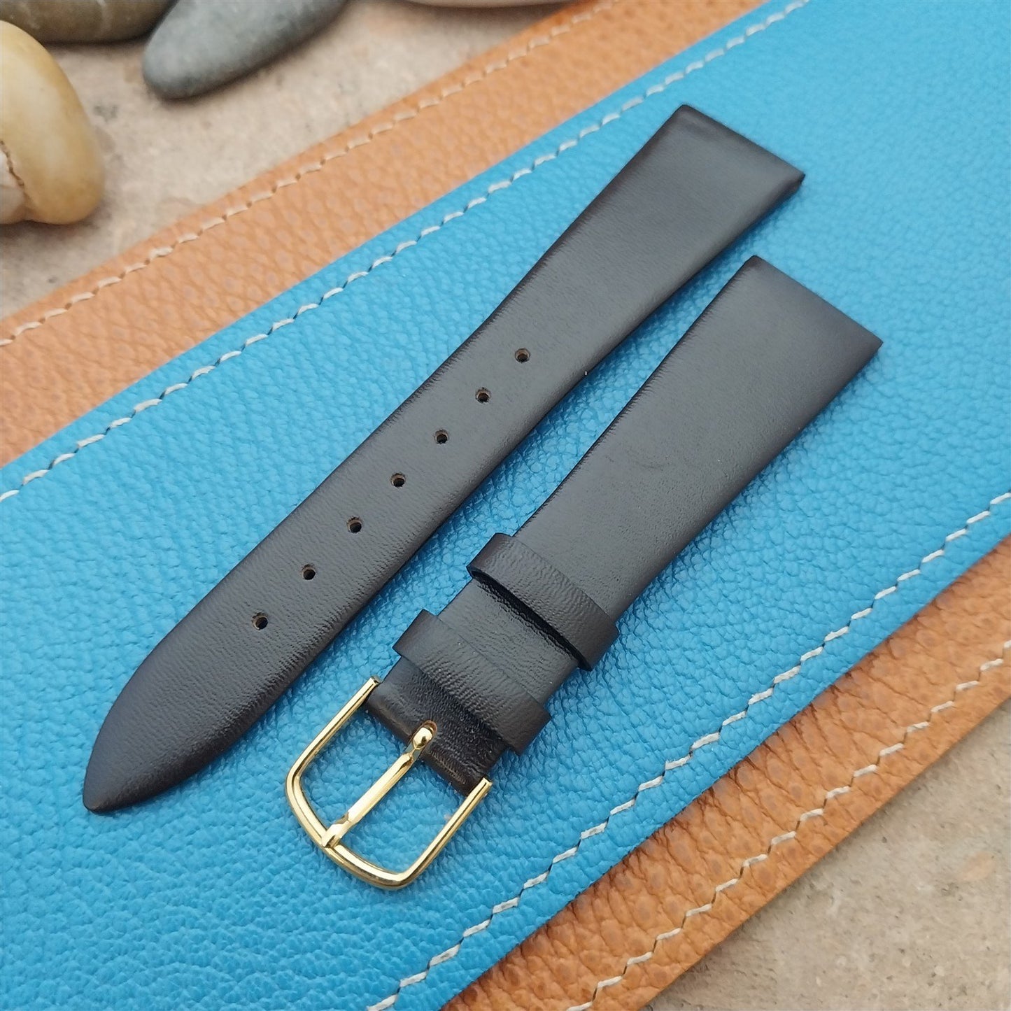 19mm Hadley Roma Brown Unpadded Calfskin Classic Tapered 19/14mm Watch Strap