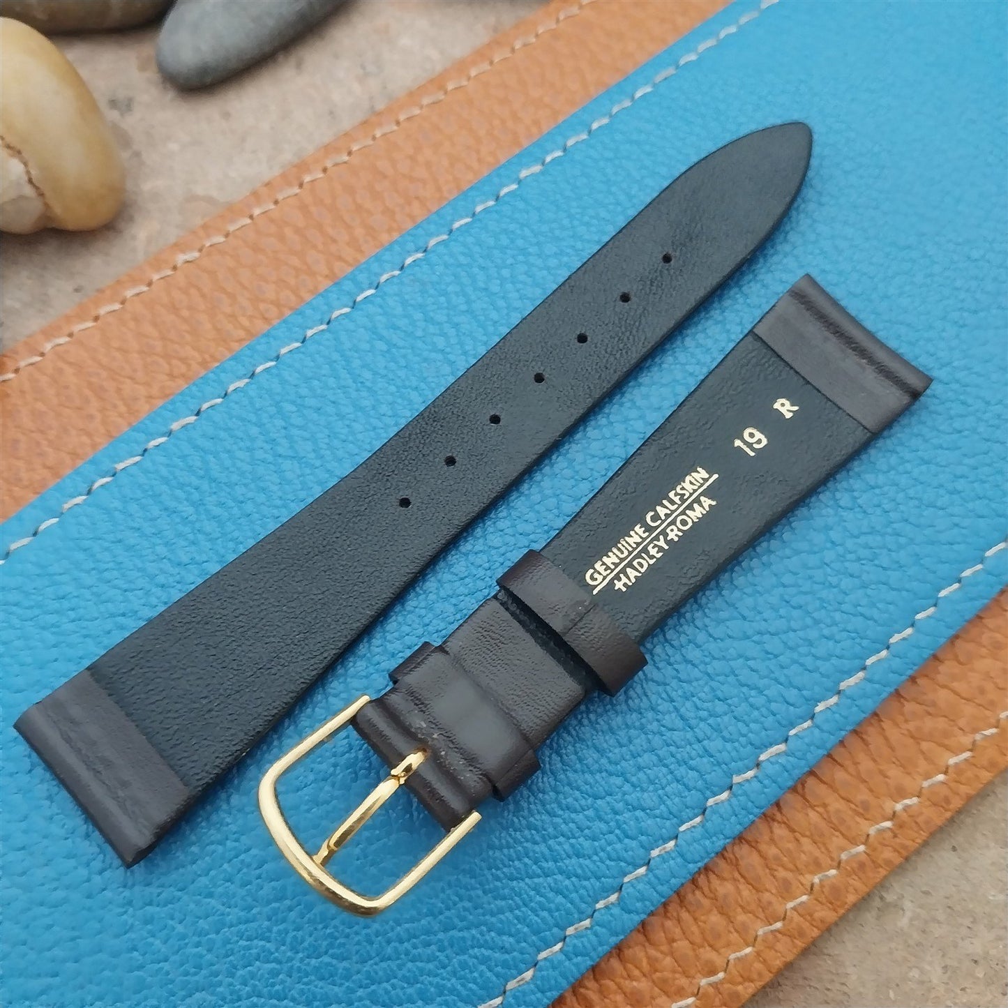 19mm Hadley Roma Brown Unpadded Calfskin Classic Tapered 19/14mm Watch Strap