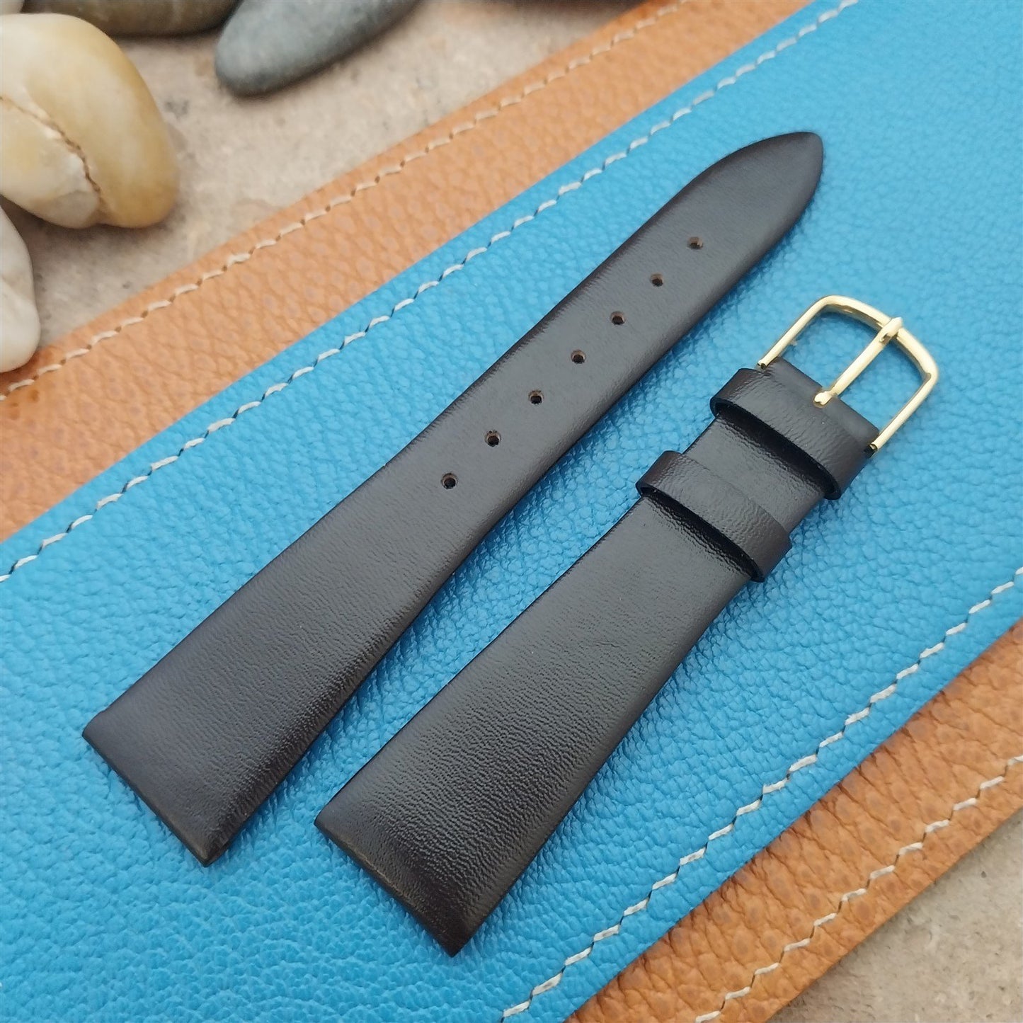 19mm Hadley Roma Brown Unpadded Calfskin Classic Tapered 19/14mm Watch Strap