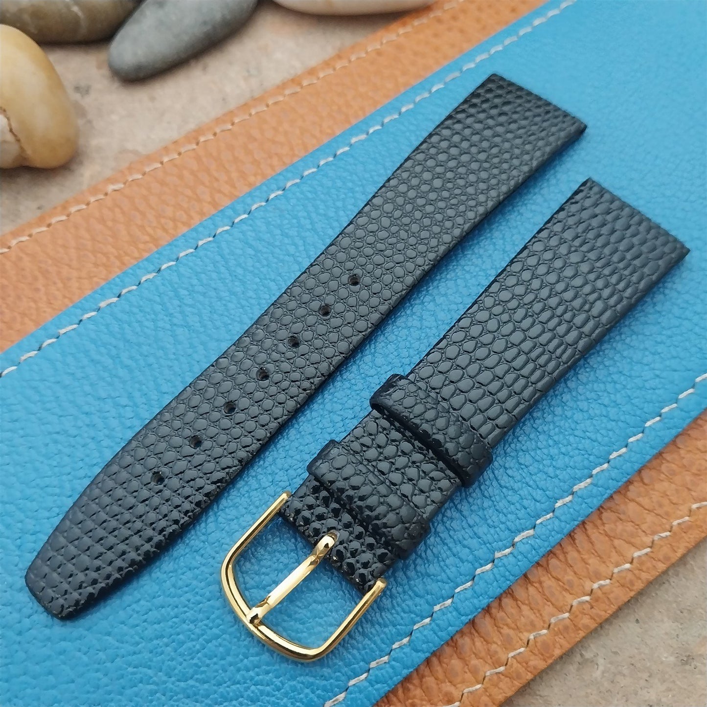 20mm Hadley Roma Tapered Lizard Grain Leather 20/16 Unused Vintage Watch Strap