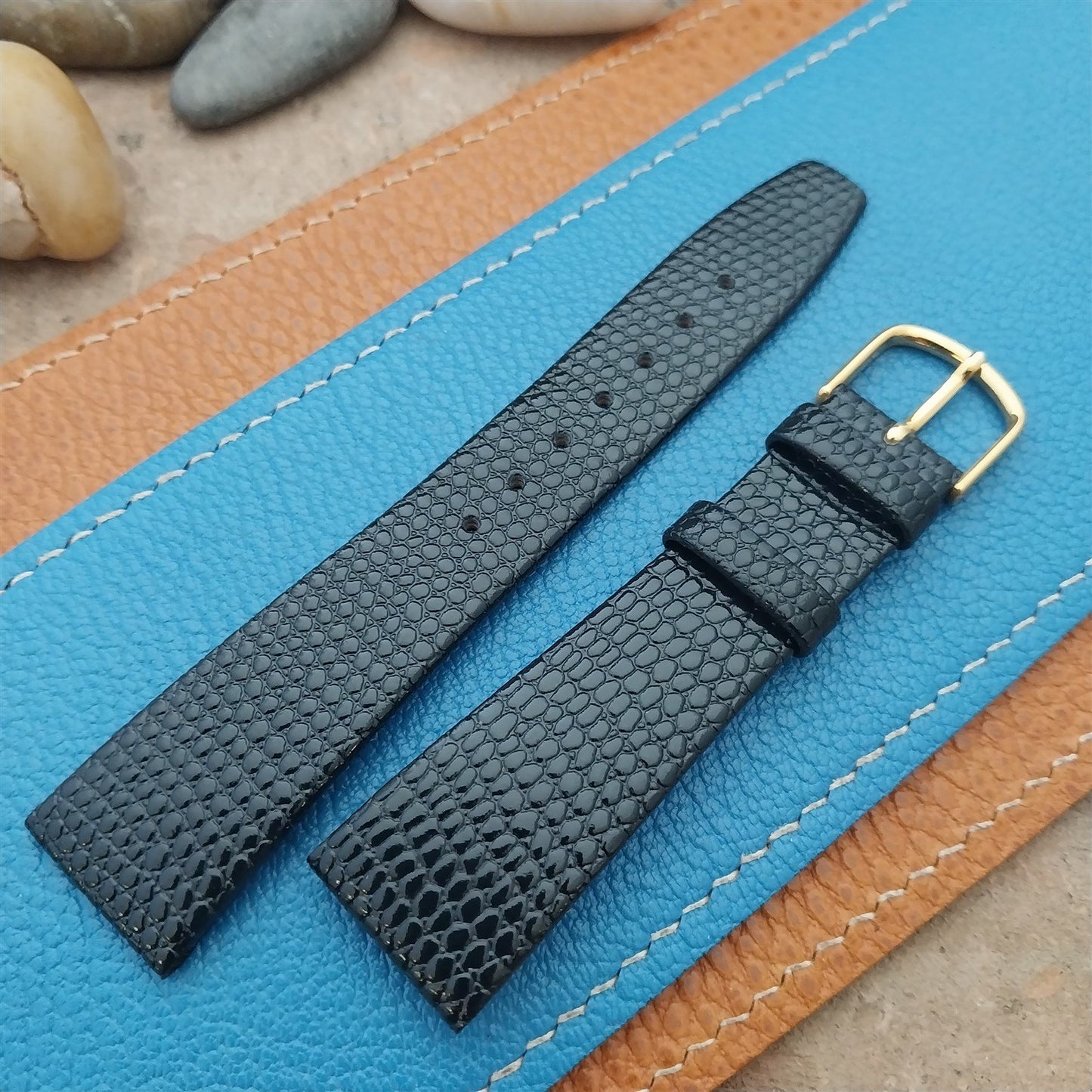 20mm Hadley Roma Tapered Lizard Grain Leather 20/16 Unused Vintage Watch Strap