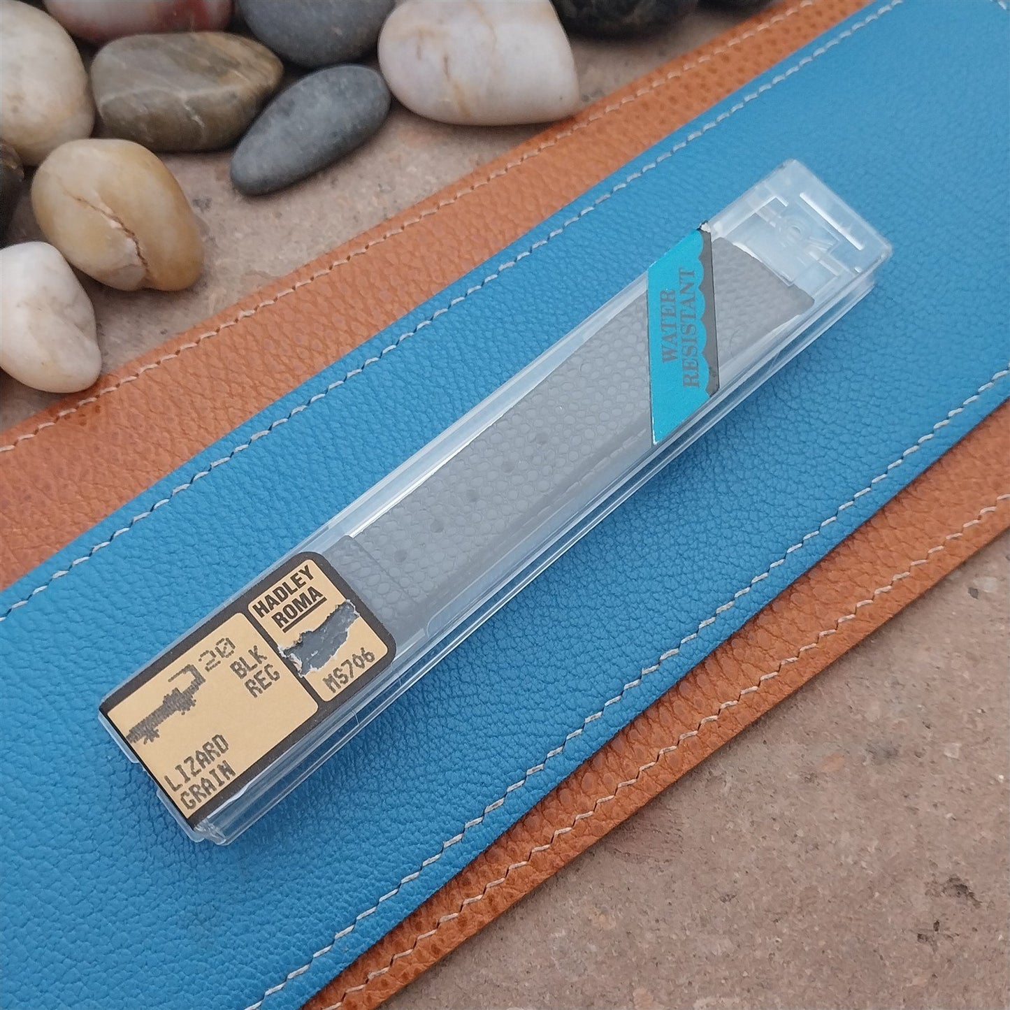 20mm Hadley Roma Tapered Lizard Grain Leather 20/16 Unused Vintage Watch Strap