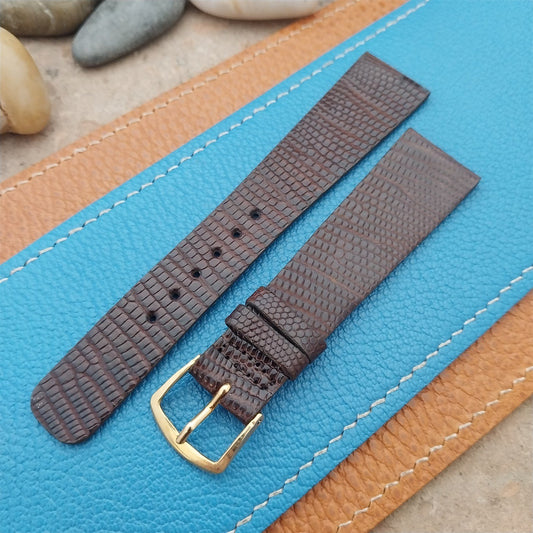 Vintage 20mm Hadley Roma Unpadded Brown Lizard Classic Tapered NOS Watch Strap