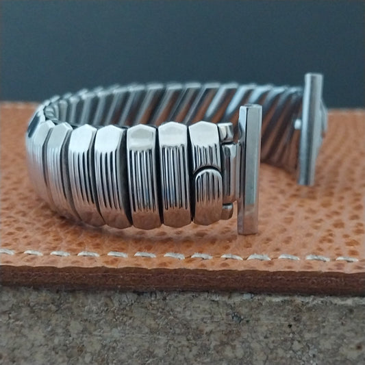 Vintage 19mm 16mm Bulova White Gold-Fill Unused 1950s Classic Stretch Watch Band