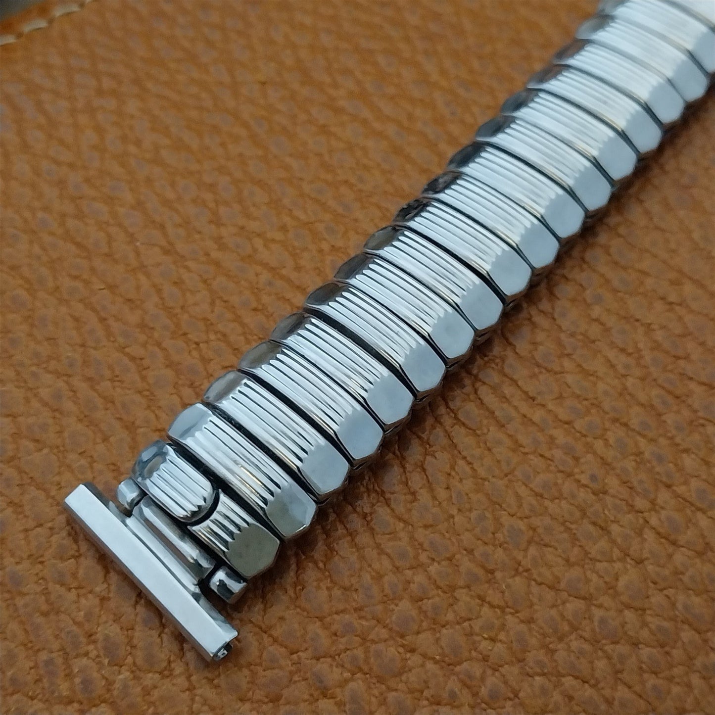 Vintage 19mm 16mm Bulova White Gold-Fill Unused 1950s Classic Stretch Watch Band