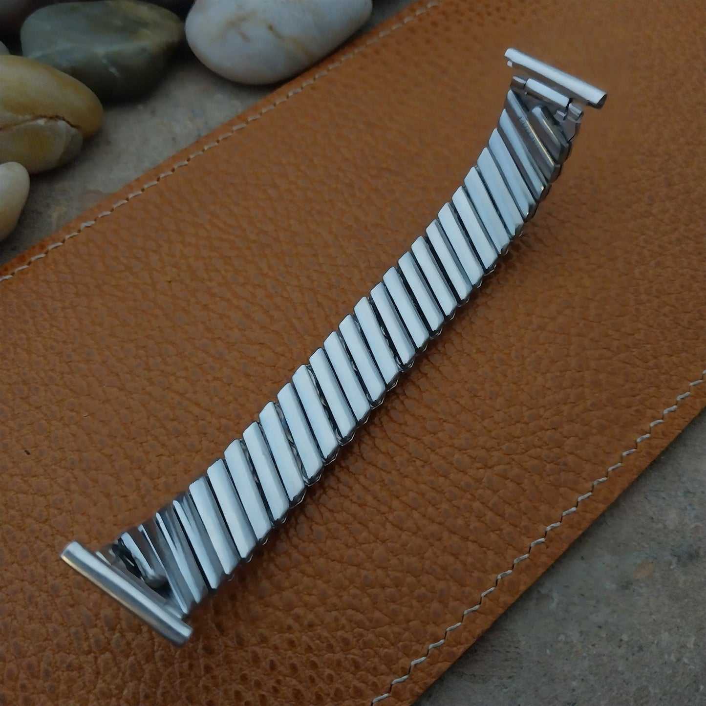 Vintage 19mm 16mm Bulova White Gold-Fill Unused 1950s Classic Stretch Watch Band