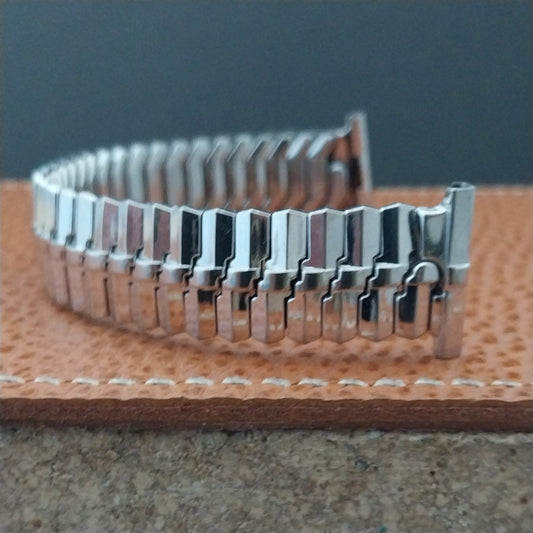 Vintage 19mm 16mm Bulova White Gold-Fill Unused 1950s Classic Stretch Watch Band