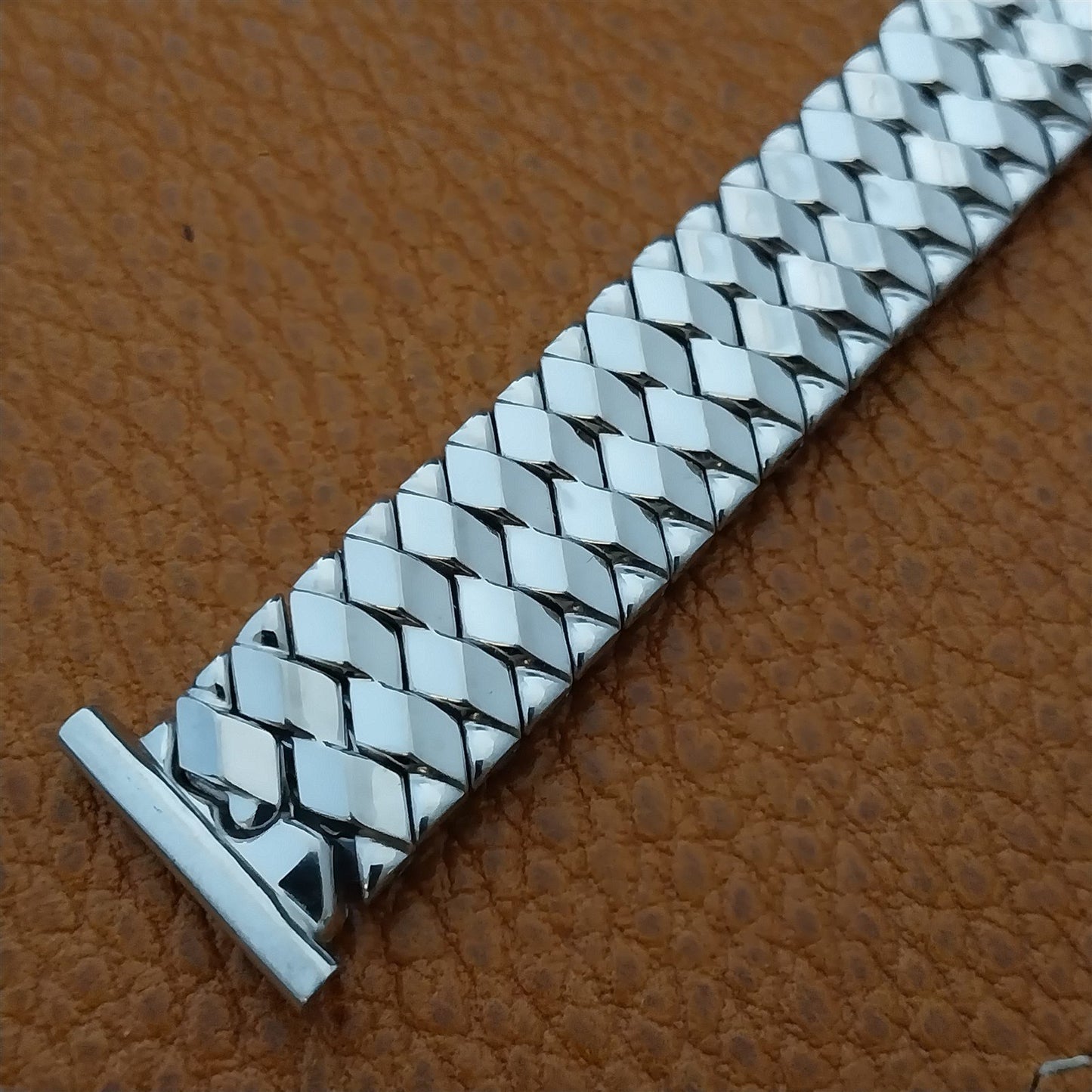 Vintage 19mm 15mm Bulova White Gold-Fill Unused 1951 Classic Stretch Watch Band