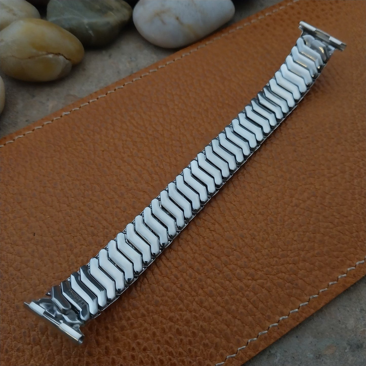 Vintage 19mm 15mm Bulova White Gold-Fill Unused 1951 Classic Stretch Watch Band