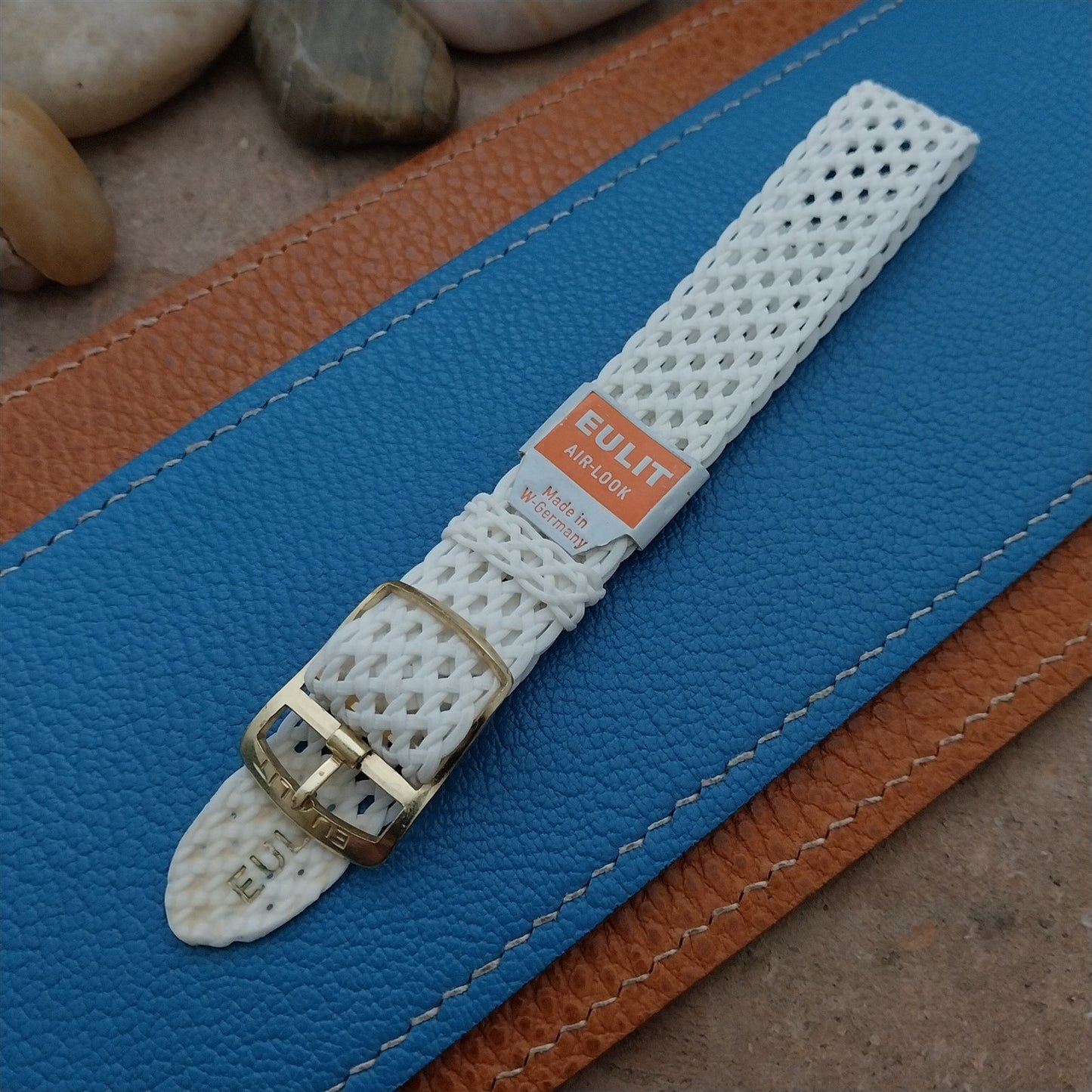 Vintage 16mm Perlon Mesh White Eulit Air Look NOS 1960s Single Pass Watch Strap