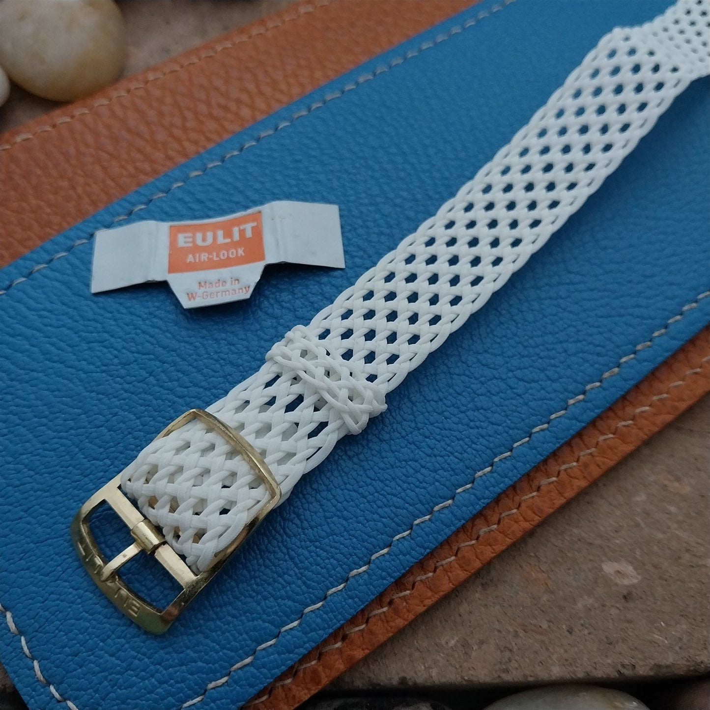 Vintage 16mm Perlon Mesh White Eulit Air Look NOS 1960s Single Pass Watch Strap