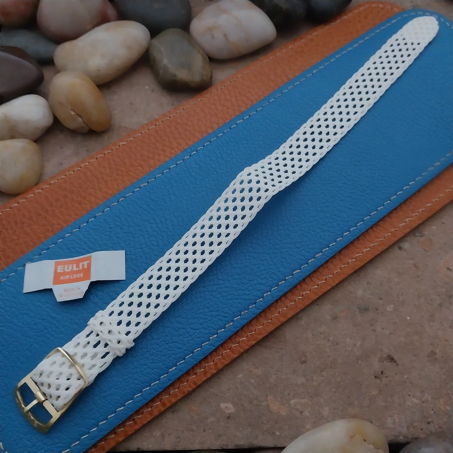 Vintage 16mm Perlon Mesh White Eulit Air Look NOS 1960s Single Pass Watch Strap