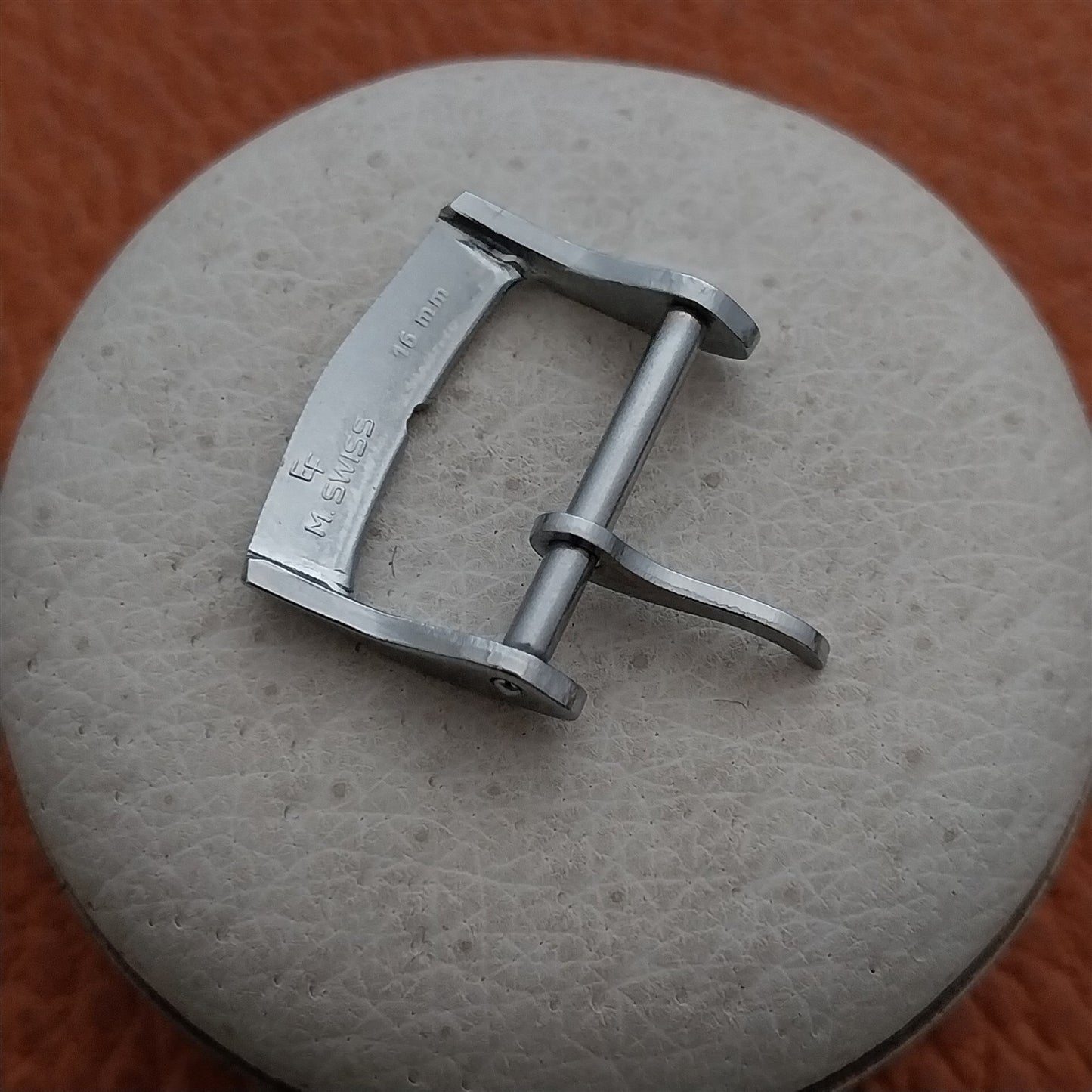 Vintage 16mm Swiss Silver-Tone Classic 1960s Unused Watch Strap Buckle