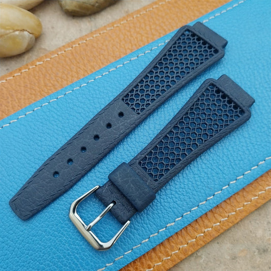 18mm Flared Blue Ventilated Classic Swiss Diver Unused 1970s Vintage Watch Band
