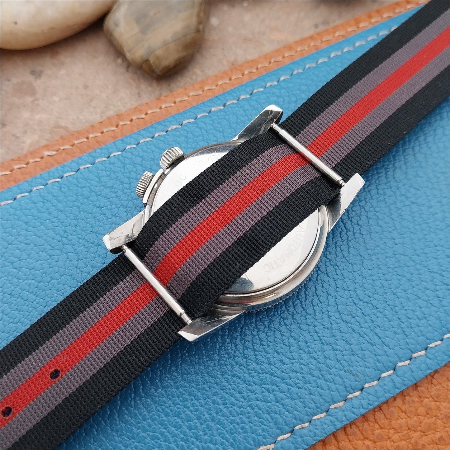 Vintage 20mm Striped Perlon Unused NOS 1960s Classic Single Pass Watch Strap