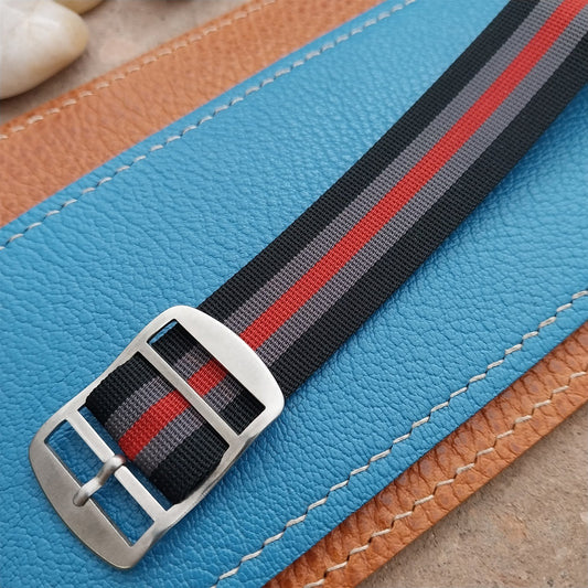 Vintage 20mm Striped Perlon Unused Unused 1960s Classic Single Pass Watch Strap